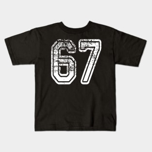 Number 67 Grungy in white Kids T-Shirt